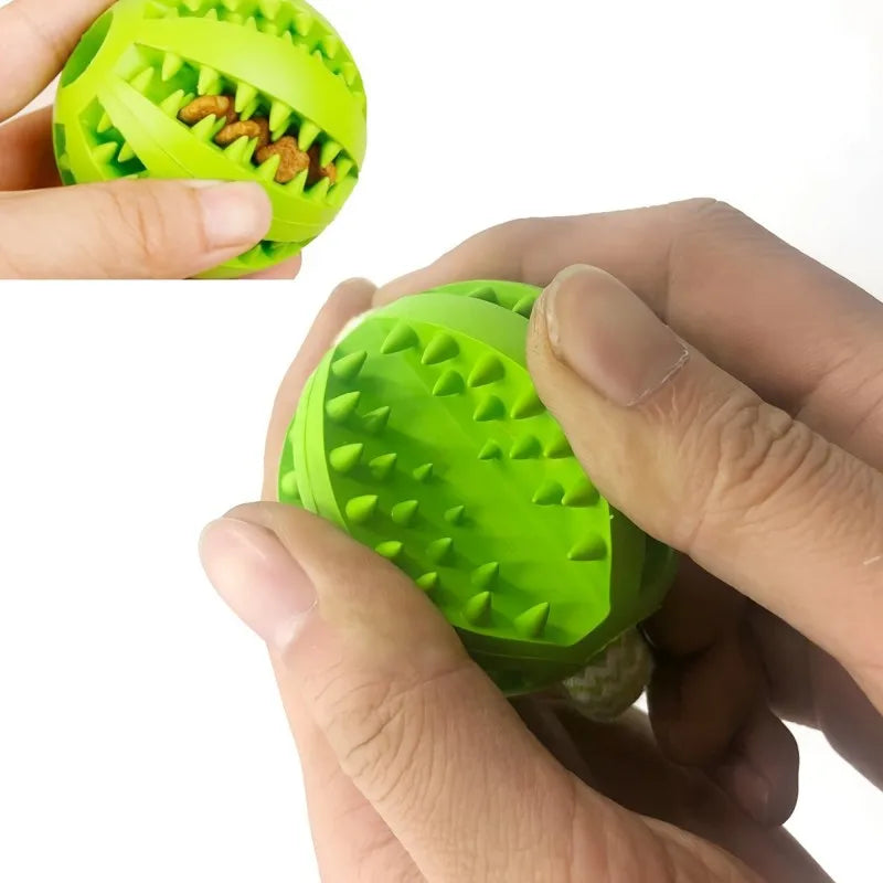 Interactive Treat Dispenser Tug Rope+Ball
