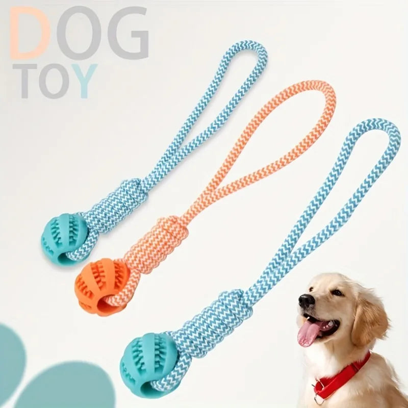 Interactive Treat Dispenser Tug Rope+Ball