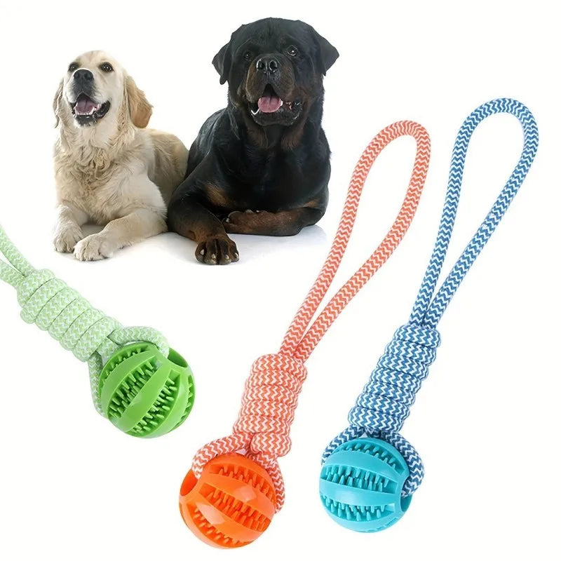Interactive Treat Dispenser Tug Rope+Ball