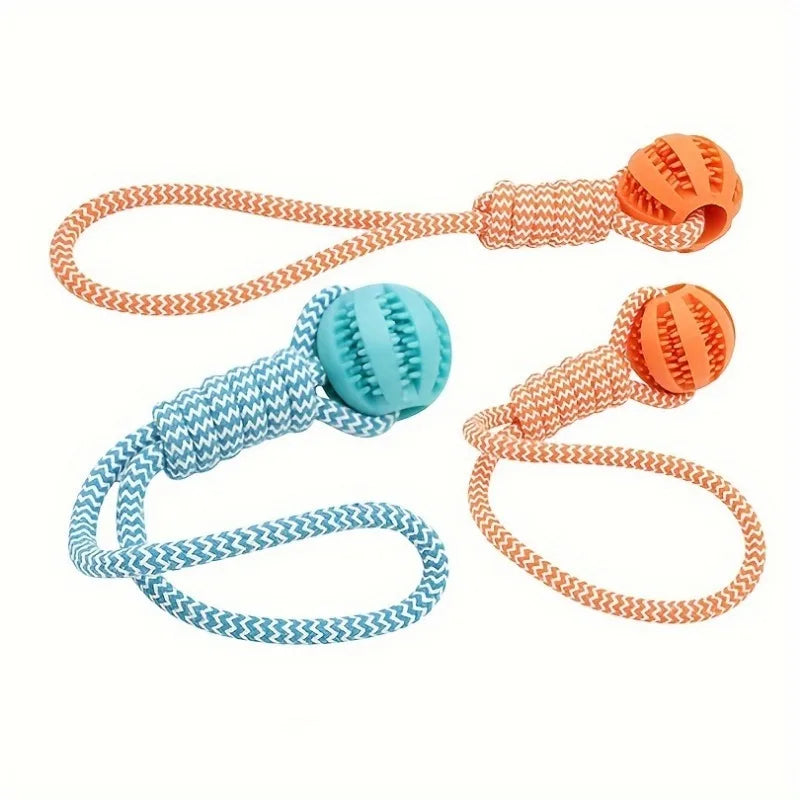 Interactive Treat Dispenser Tug Rope+Ball