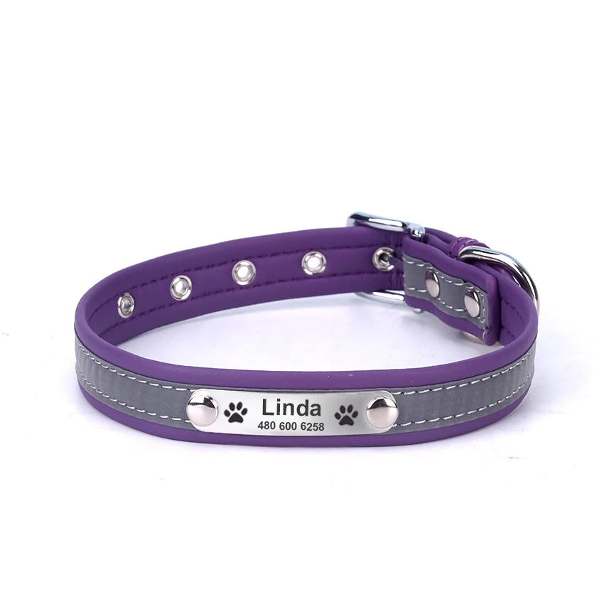 Personalized Reflective Leather Collar