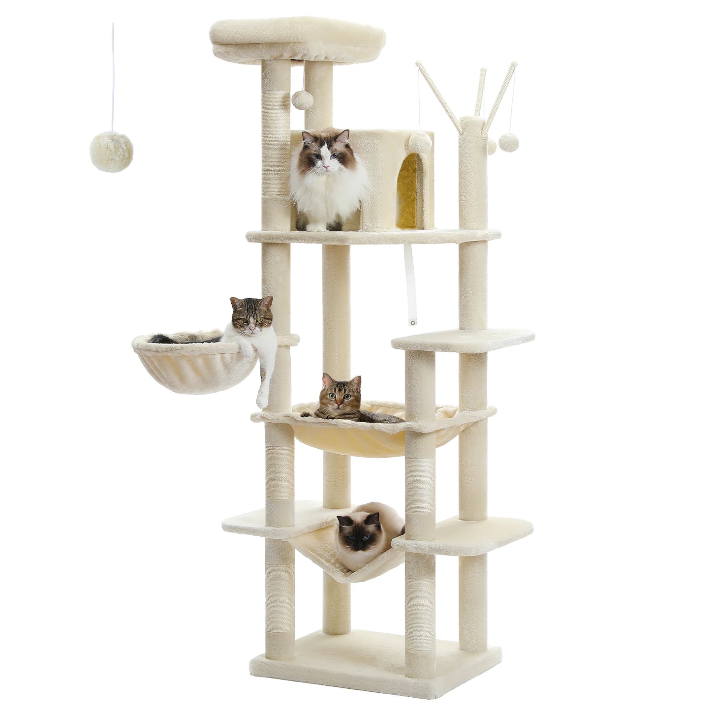Large Cat Tree Scratching Post with Super Big Hammock