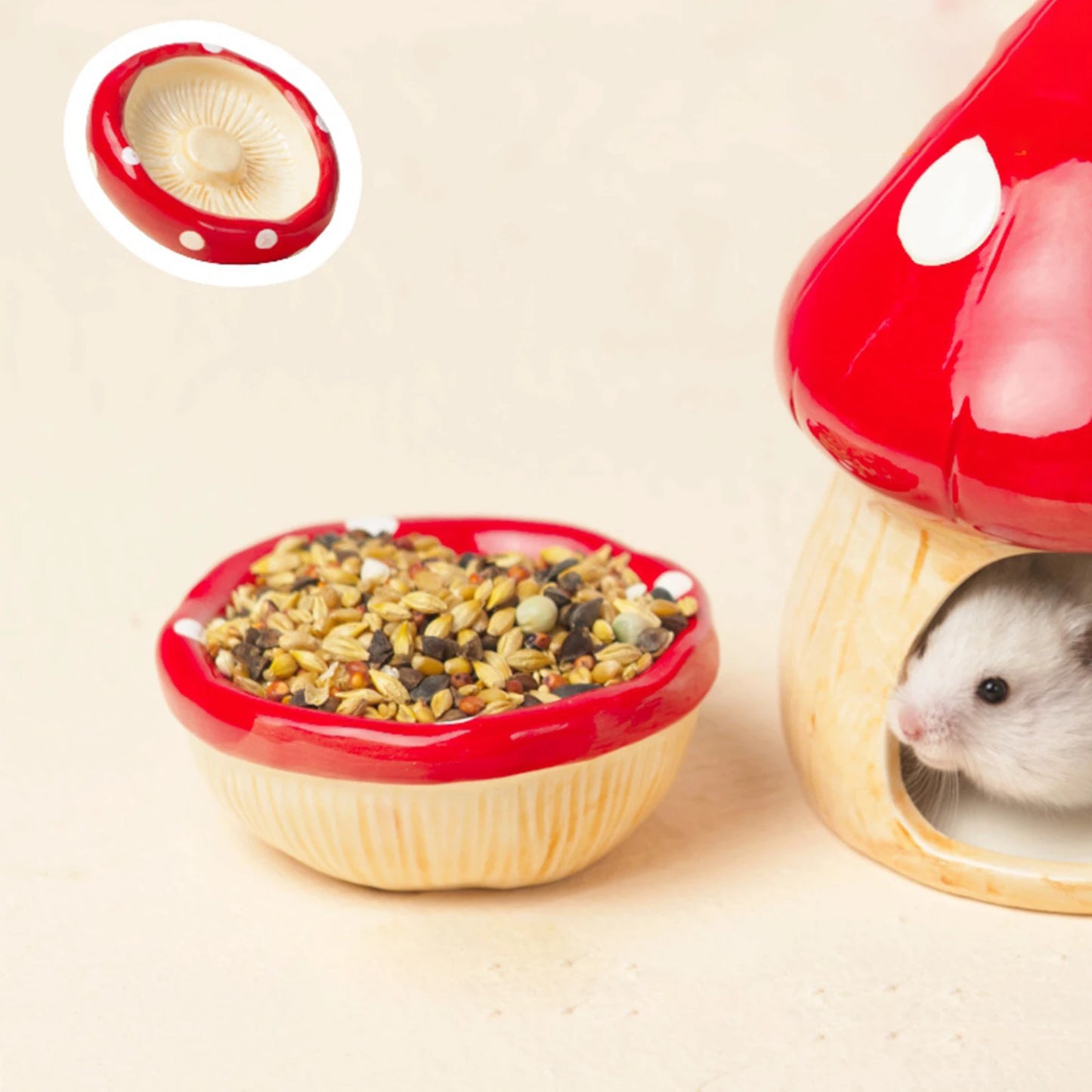 Ceramic Mushroom House for Small Animals
