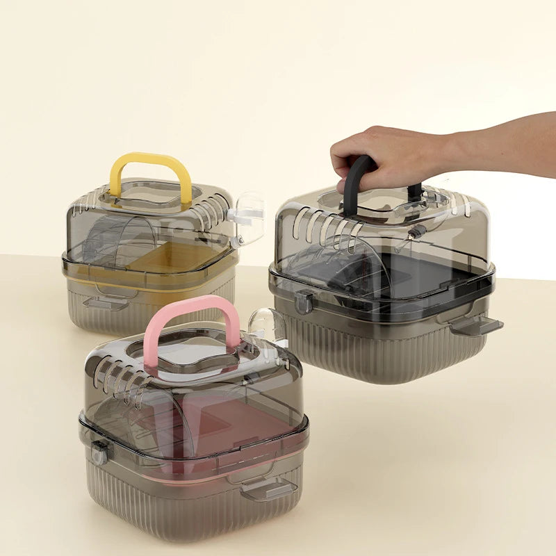 Lightweight Hamster Travel Cage Chinchilla Carrier With Handle Breathable Small Animal Habitat With Water Bottle For Hamster