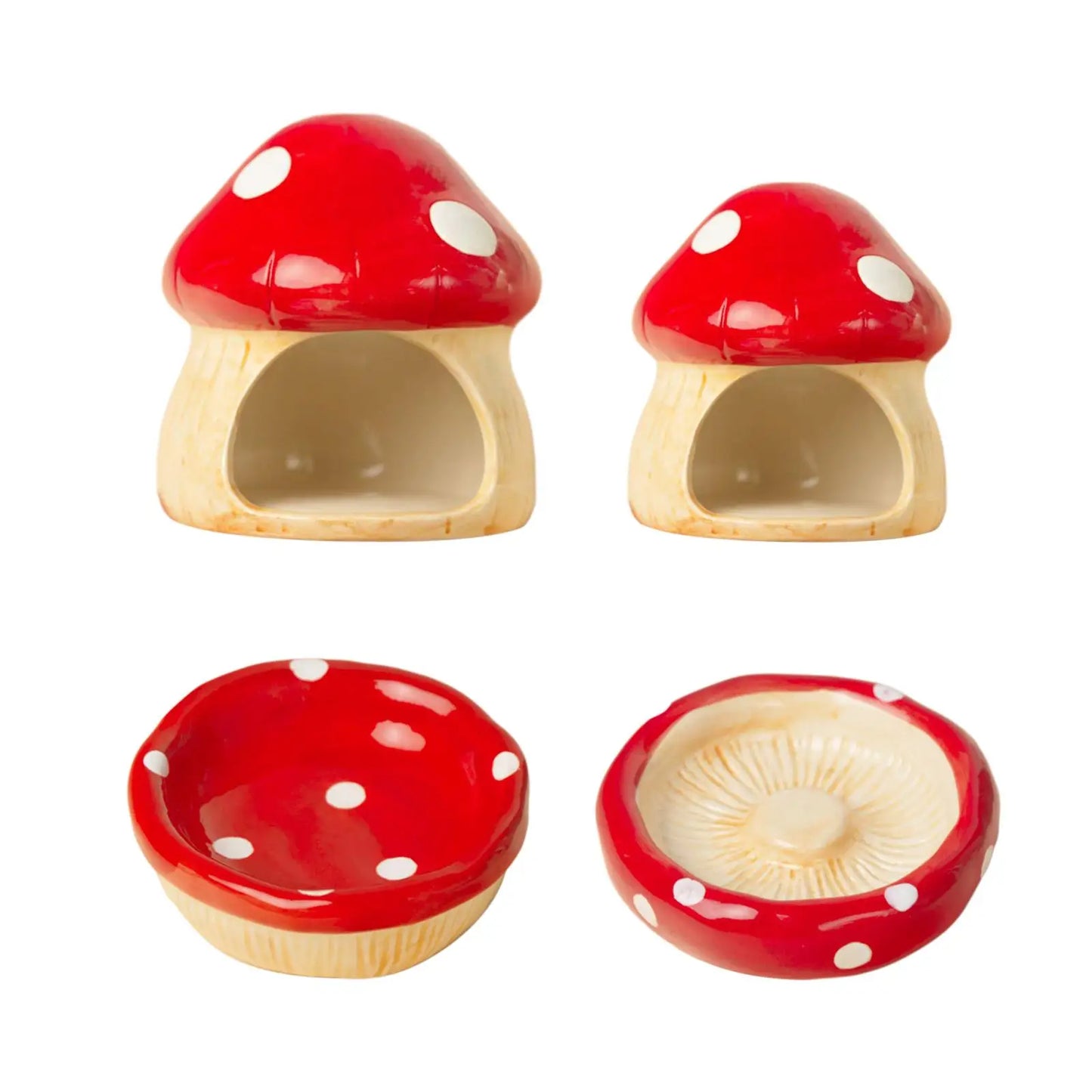Ceramic Mushroom House for Small Animals