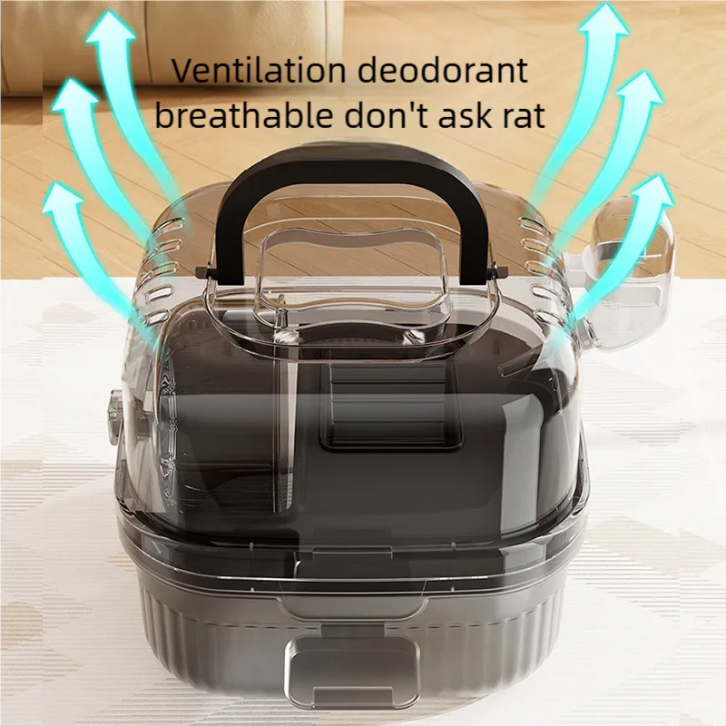 Lightweight Hamster Travel Cage Chinchilla Carrier With Handle Breathable Small Animal Habitat With Water Bottle For Hamster