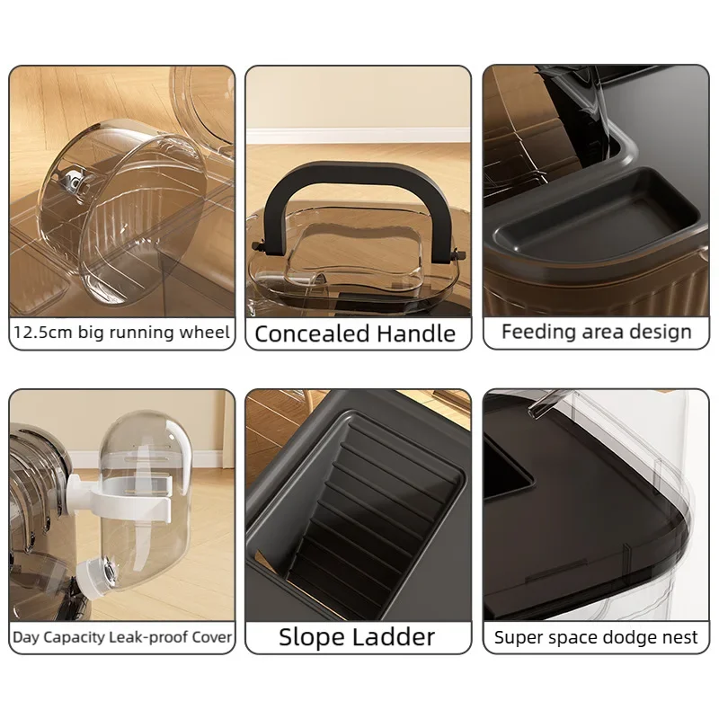 Lightweight Hamster Travel Cage Chinchilla Carrier With Handle Breathable Small Animal Habitat With Water Bottle For Hamster