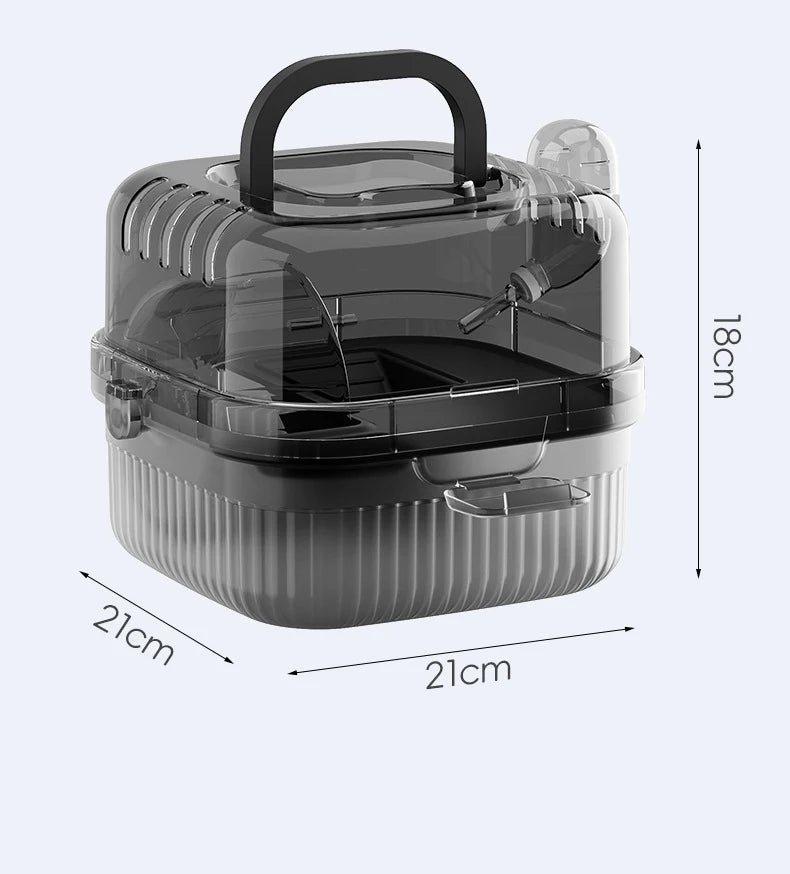 Lightweight Hamster Travel Cage Chinchilla Carrier With Handle Breathable Small Animal Habitat With Water Bottle For Hamster
