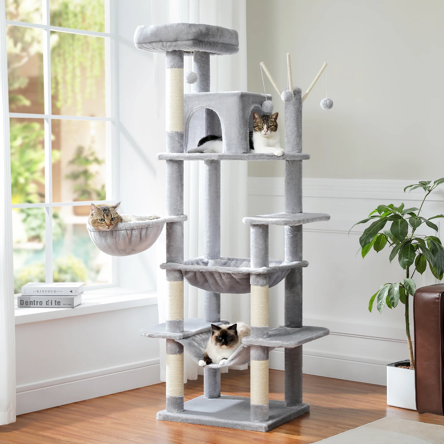 Large Cat Tree Scratching Post with Super Big Hammock
